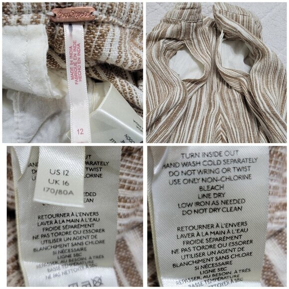 Free People Womens Brown Marta Yarn Dye Trouser Fringe‎ Hem Relaxed Fit Size 12 - Picture 7 of 9